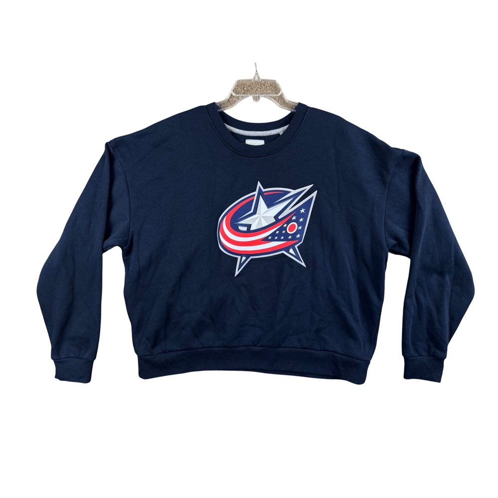 Antigua Columbus Blue Jackets NHL Navy Crewneck Sweatshirt Womens 2XL Logo